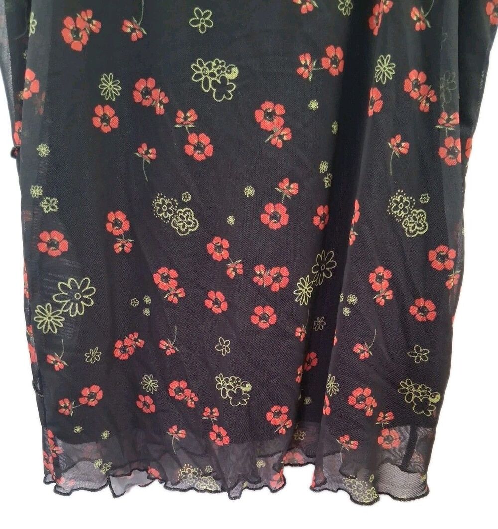 Urban Outfitters Bright Side Lace Up Mini Dress Black Floral Print M Dark Fairy - Picture 13 of 16